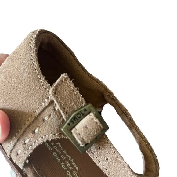 TOMS | Harper Suede Espadrille Wedge Sandals Platform Taupe Brown Size 7.5 W - Picture 9 of 10